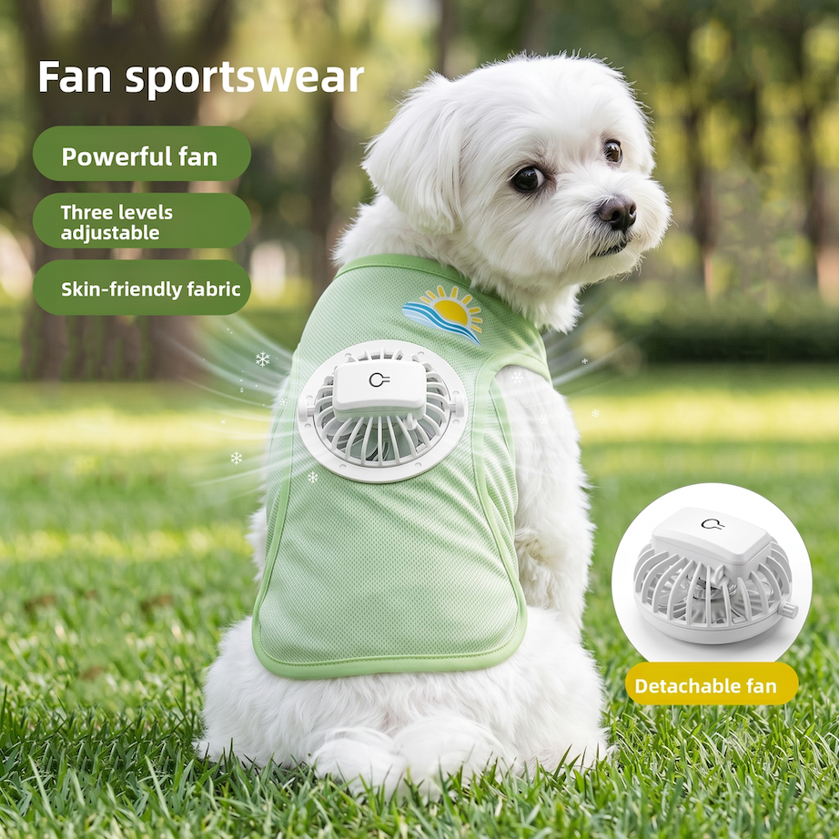 Summer Sun Protection Veste de chien avec ventilateur intégré
