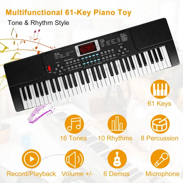 61 Clés Musique numérique Clavier électronique Électrique Instrument de piano musical Enfants Apprendre