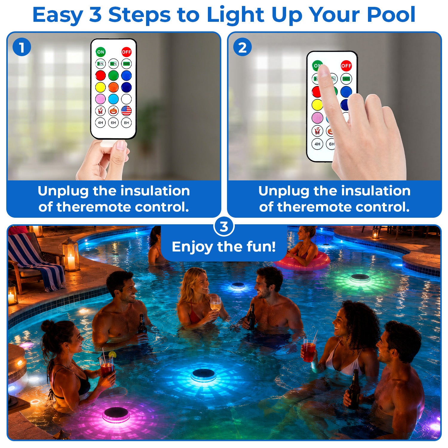 Pool flottante rechargeable solaire Lights-2 Pack