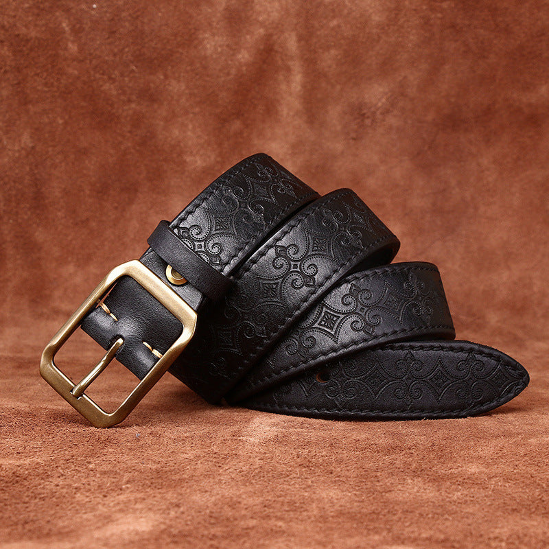 Ceinture en cuir véritable sculptée disponible double face