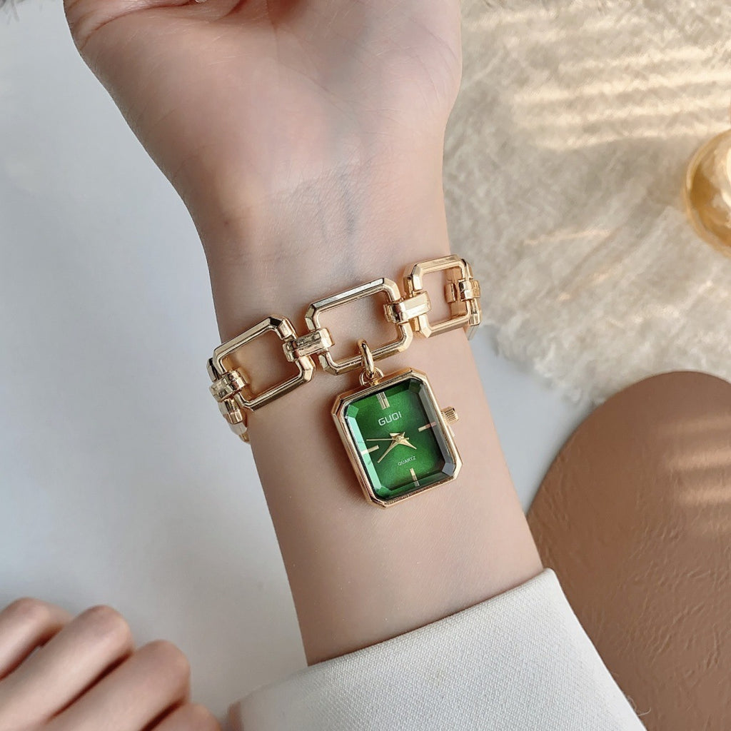Femmes Montre décorative avec pendentif carré et style bracelet