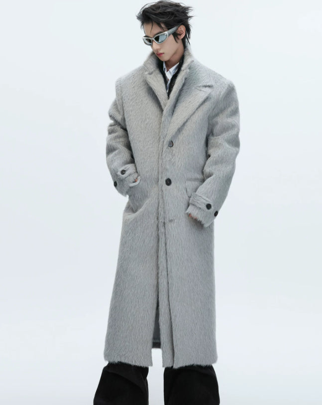 Manteau en laine à poils courts en deux parties Long Alpaca-blend Trench Coat