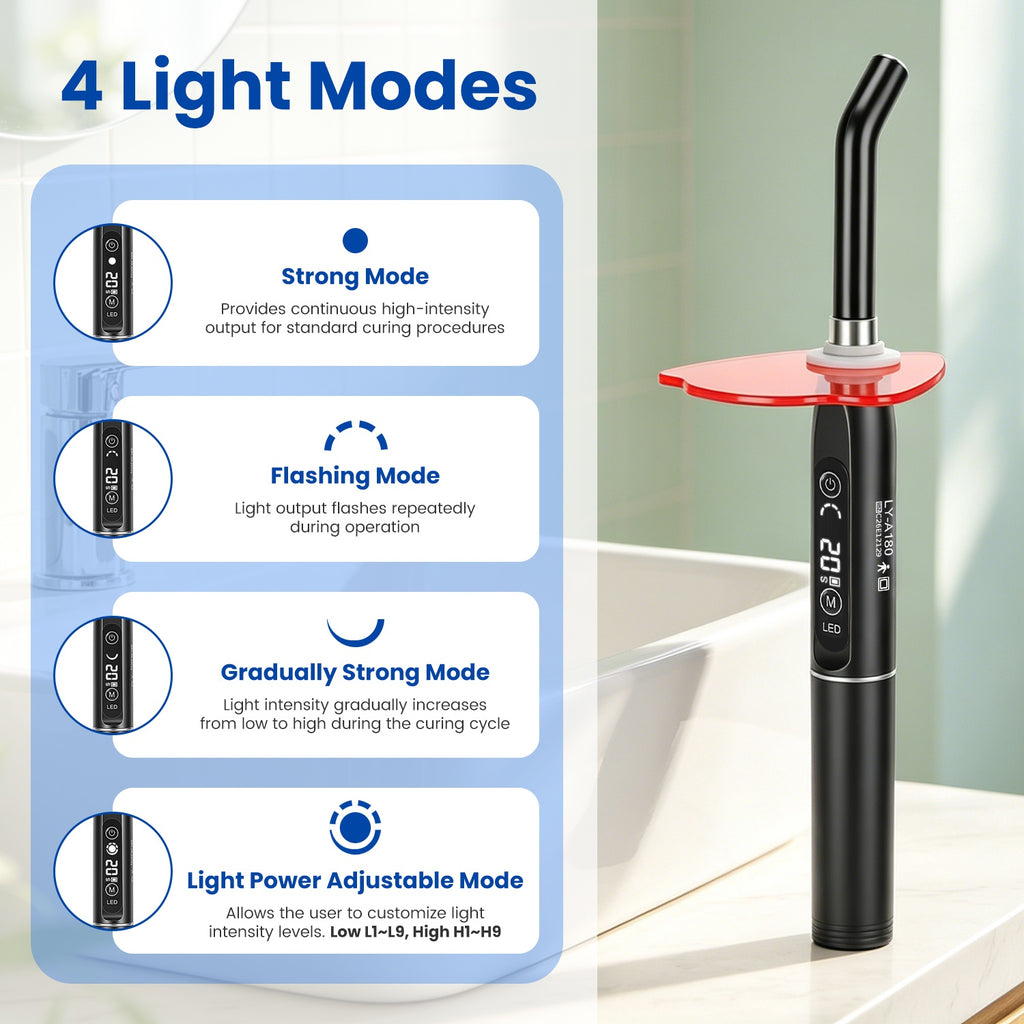 Lampe de protection dentaire avec lampe de protection LED sans fil de base avec 4 modes de luminosité de 18 niveaux 5-40