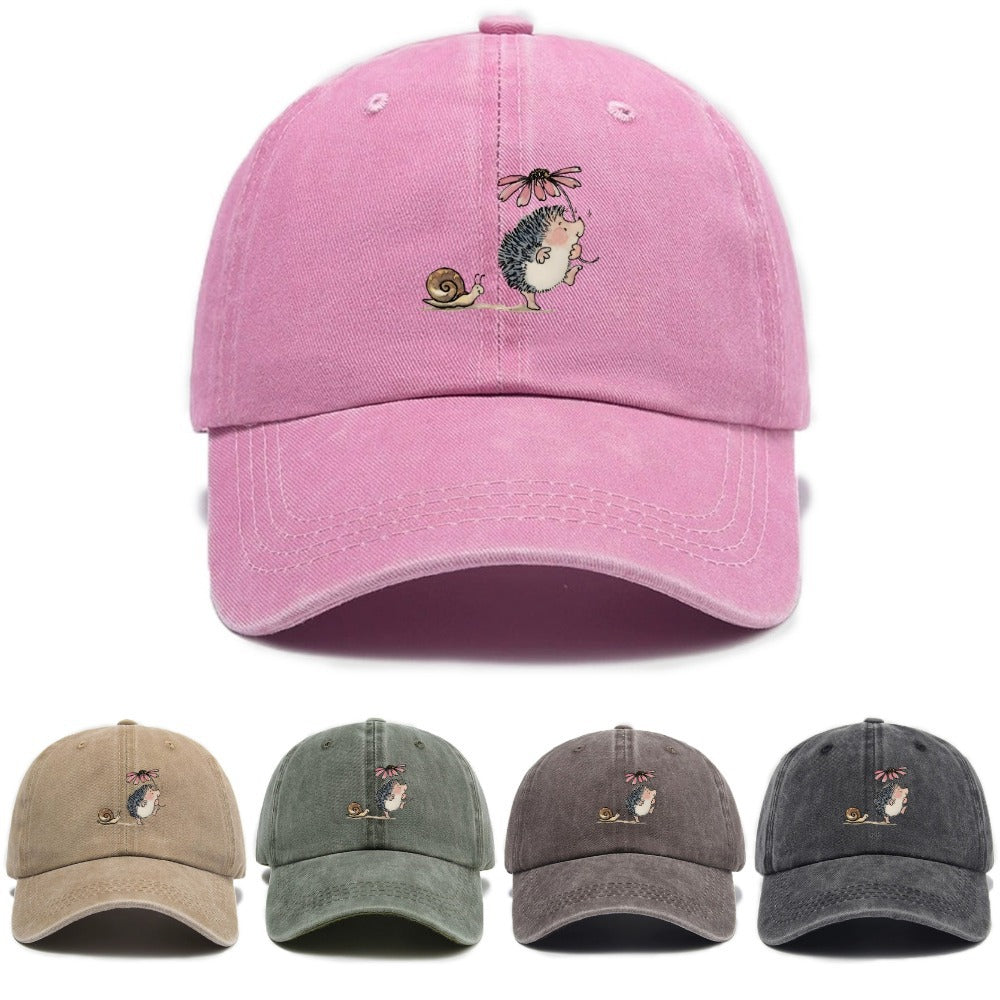 Simple cartoon Hedgehog et escargot imprimé Lavé l'ancienne casquette de baseball