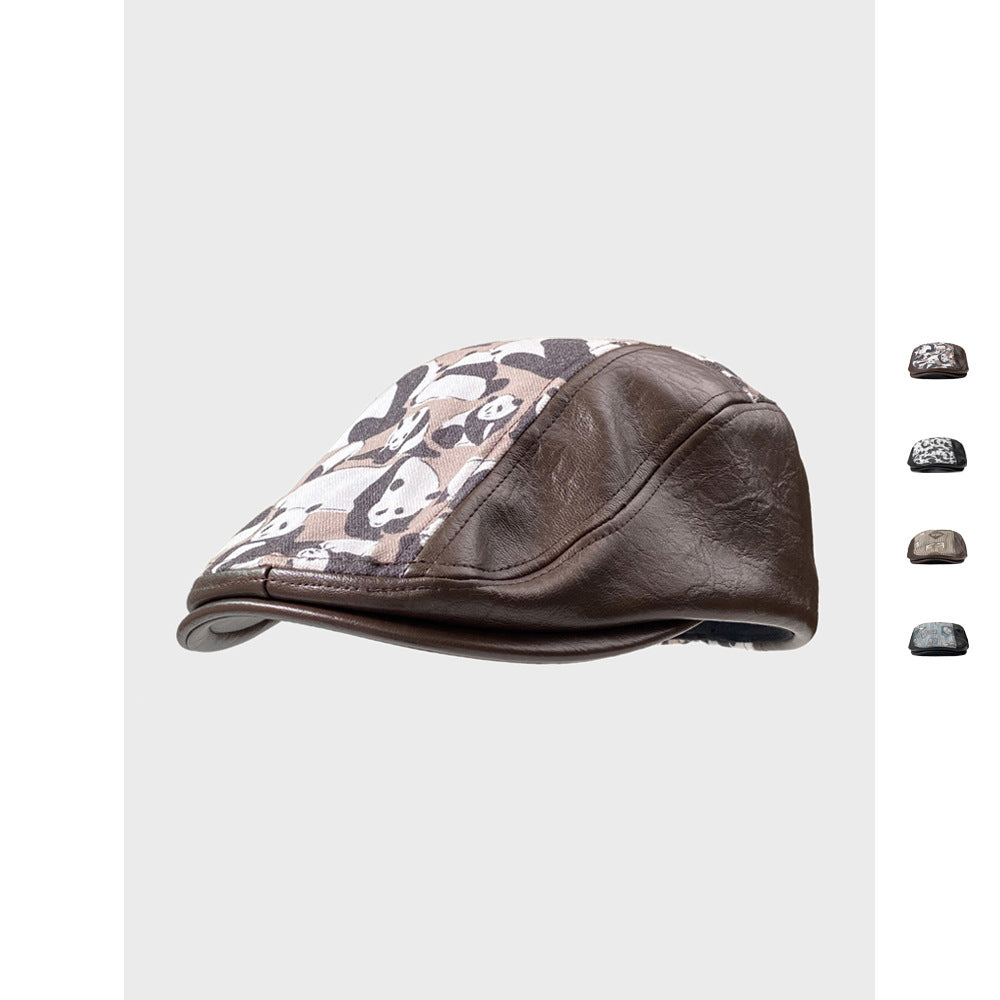 Chapeaux d'avance en cuir PU rétro automne hiver