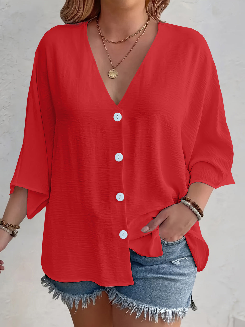 Printemps et automne Station indépendante européenne et américaine Amazon Vêtements pour femmes V-Neck