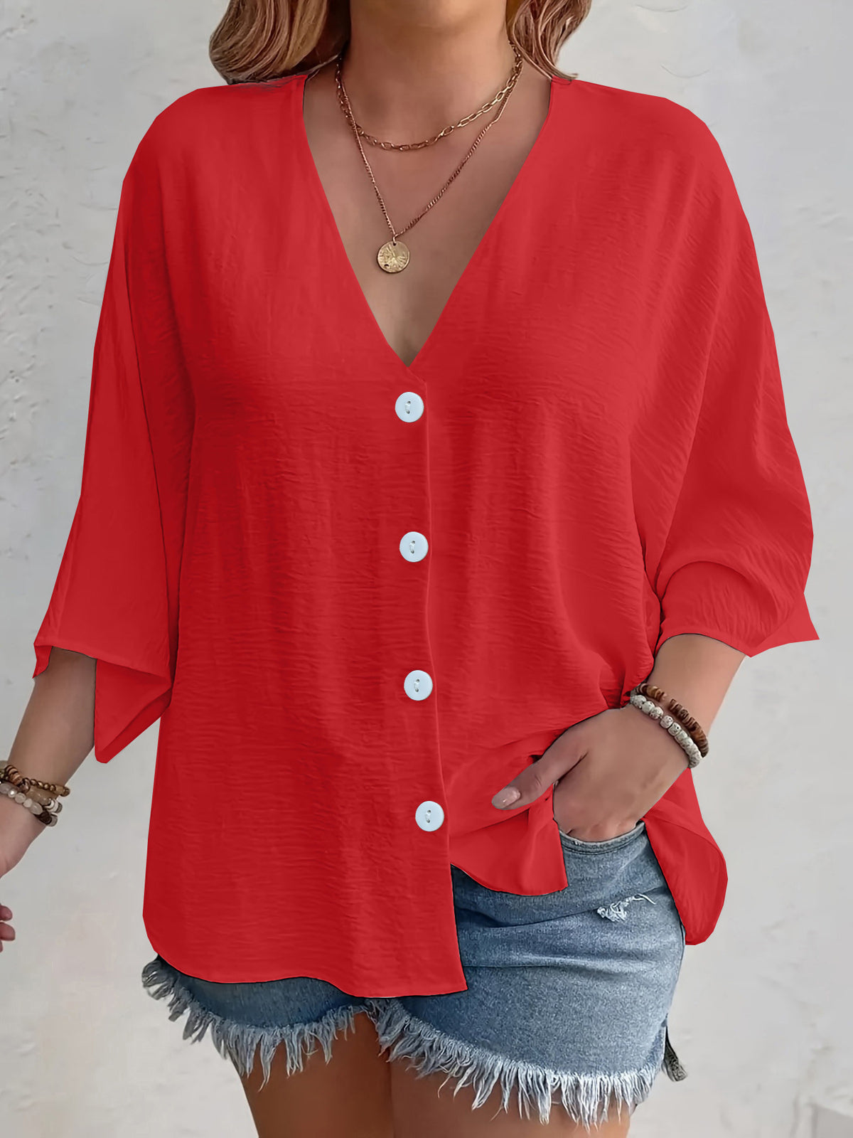 Printemps et automne Station indépendante européenne et américaine Amazon Vêtements pour femmes V-Neck