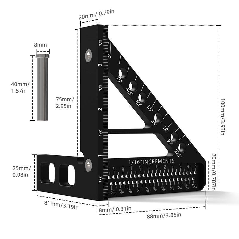 Triangle Trou Gauge Plan de travail du bois carré