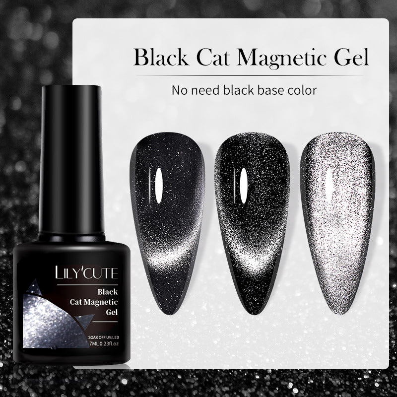 Ultra-Black cristal oeil de chat noir et gris perlescent cristal Nail Gel