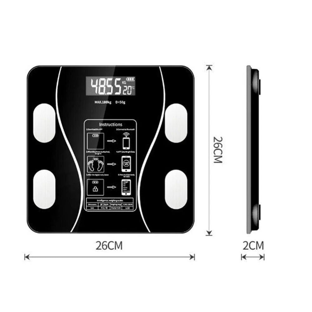 Body Fat Scale 180 Kg Bluetooth Smart BMI échelle de salle de bain sans fil numérique