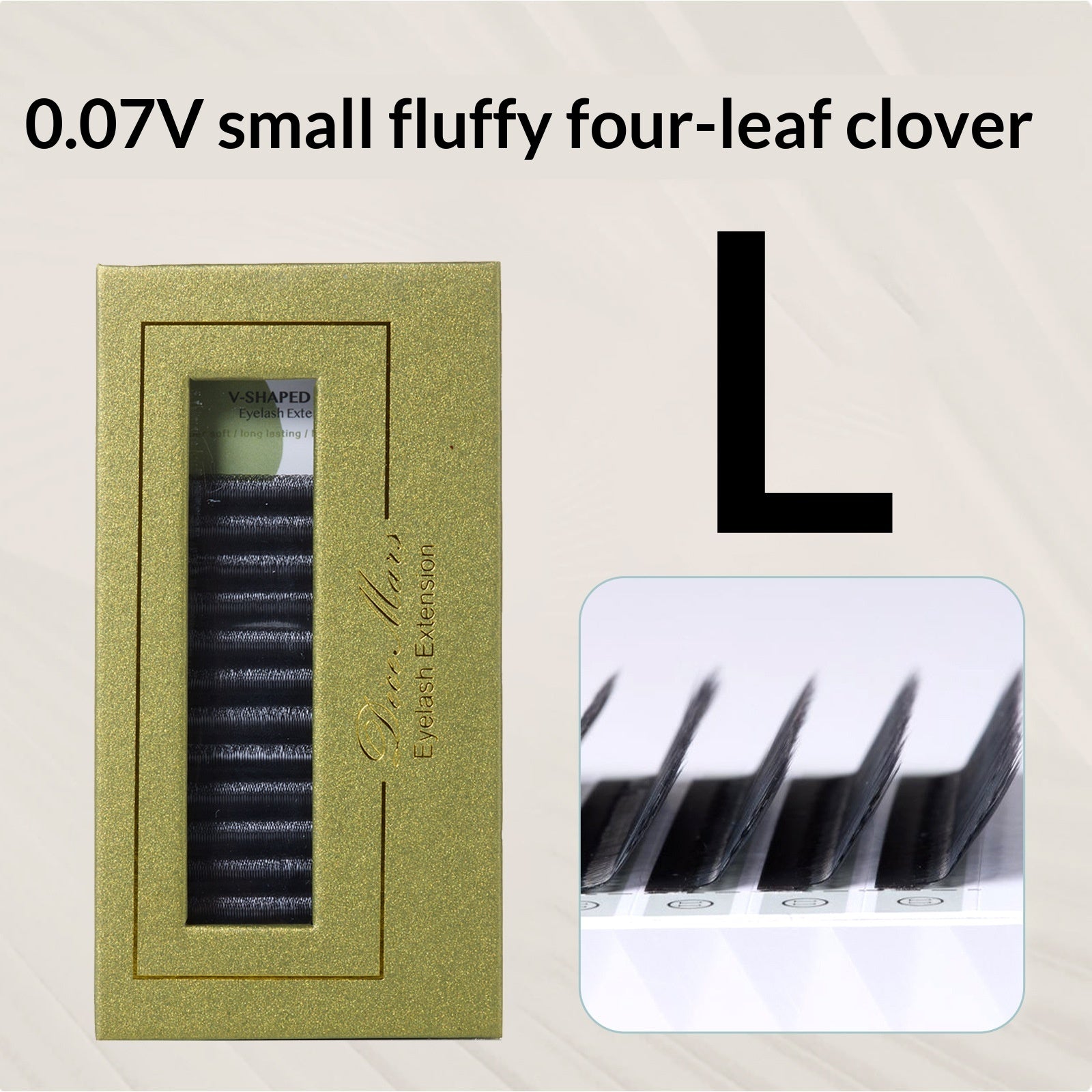 DeceMars Petite fleur de velours en forme de V Clover à quatre feuilles Grafting Faux cils doux et L