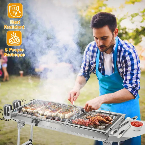 16.7x10x17.7in Portable Charcoal Grill Foldable BBQ Grate Shelf for Outdoor Camping