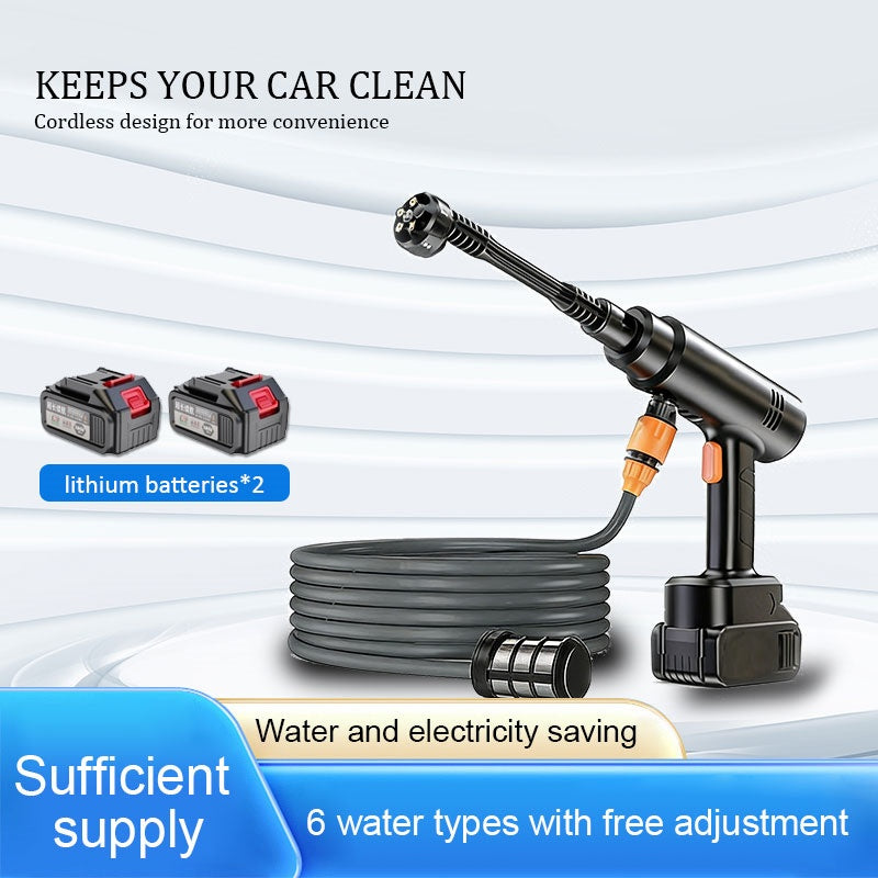 Machine à laver la voiture sans fil 6-en-1 portable avec 2 piles et seau pliant pour plancher de voiture C