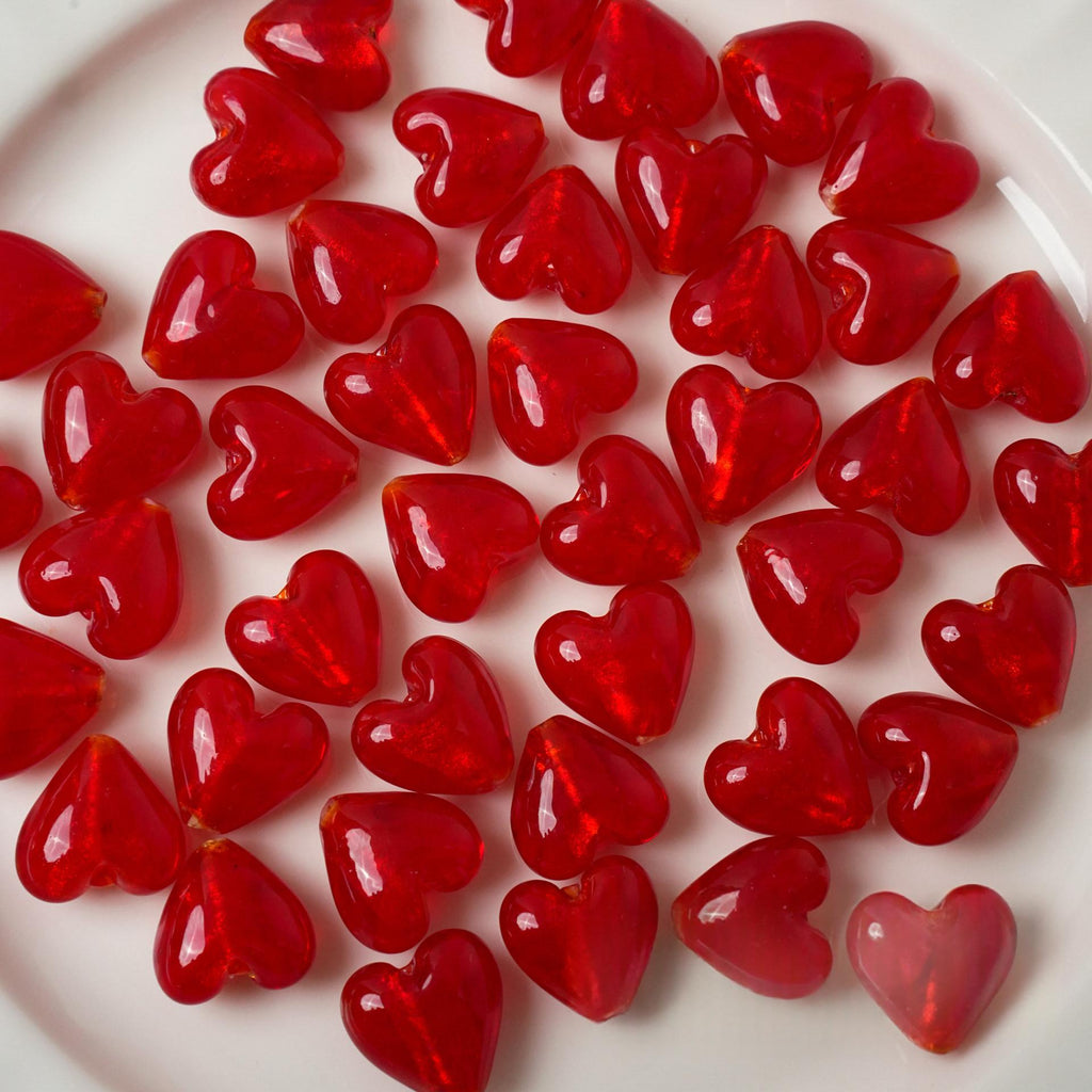 Rétro Silver-foil Heart Lampwork Glass Loose Perles