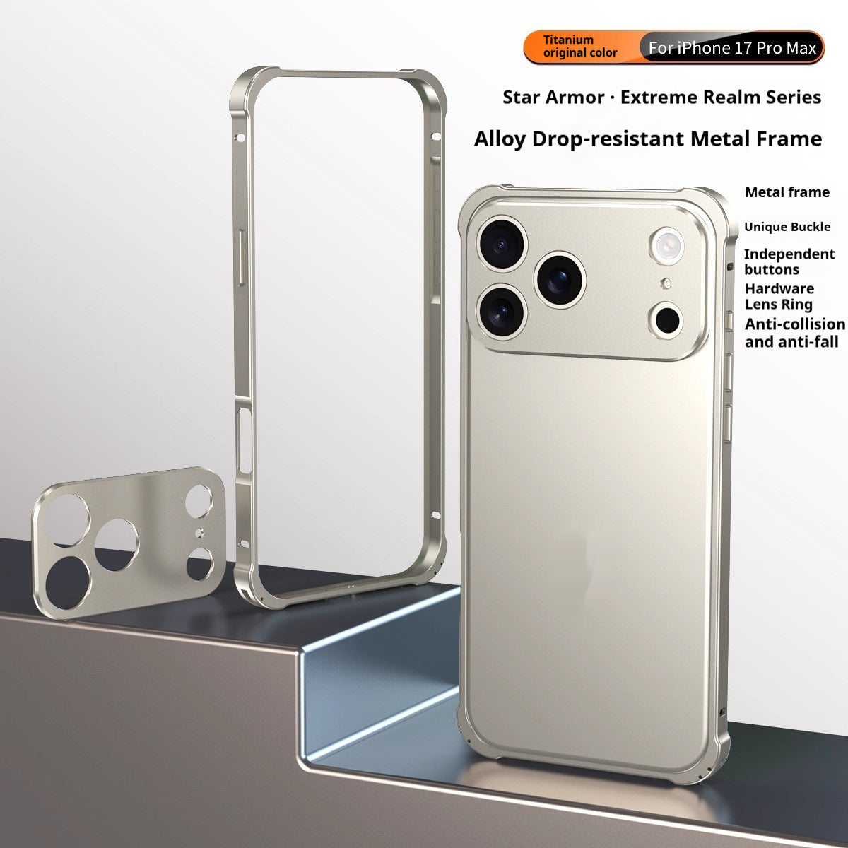 Coque de téléphone mobile avec boucle de hippocampe et quatre coins cadre en métal anti-drop
