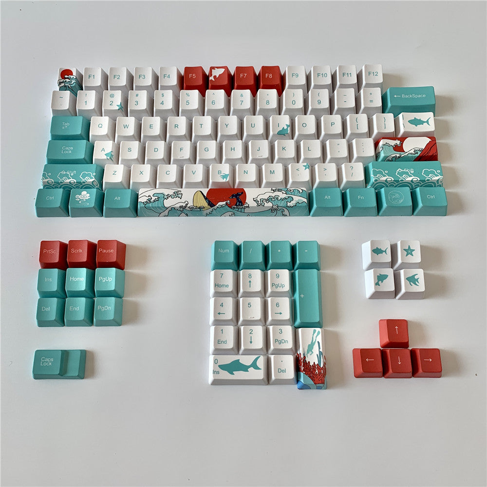 Coral Sea Keycaps PBT Clavier mécanique sublimé à cinq côtés