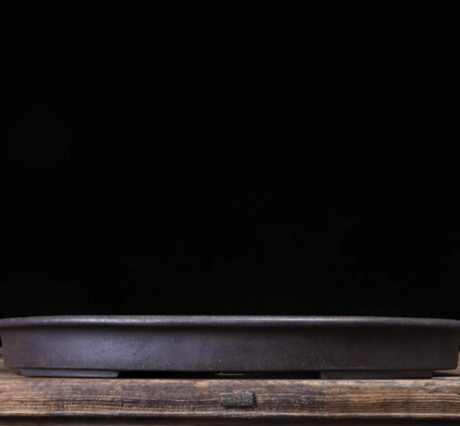 Clay noir haute température Grand bassin peu profond ovale