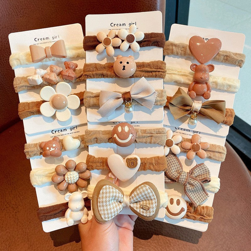 Lait Coffee-colored Little Bear Tie pour les filles doux sur les cheveux