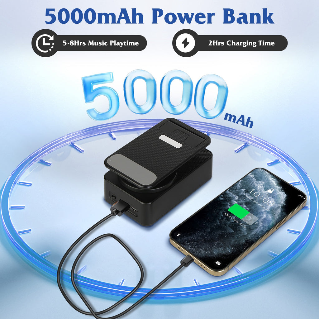 1Pc 4 En 1 haut-parleur sans fil pliable Support de téléphone avec Power Bank 360Degree Support rotatif