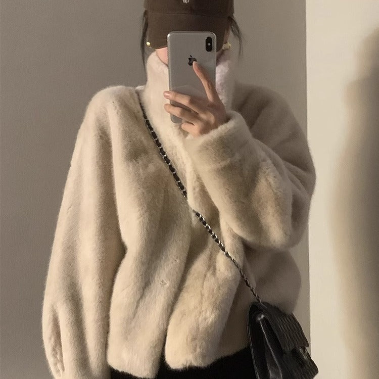 Manteau de collier coupé pour femmes