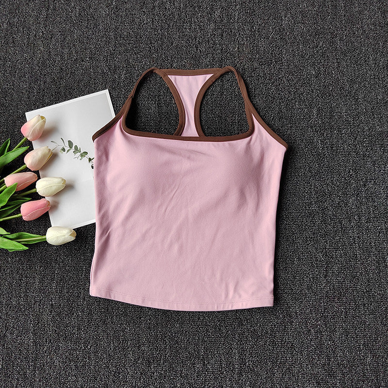 Strap-back Respirant Yoga Tank Top I-Shaped Back Design