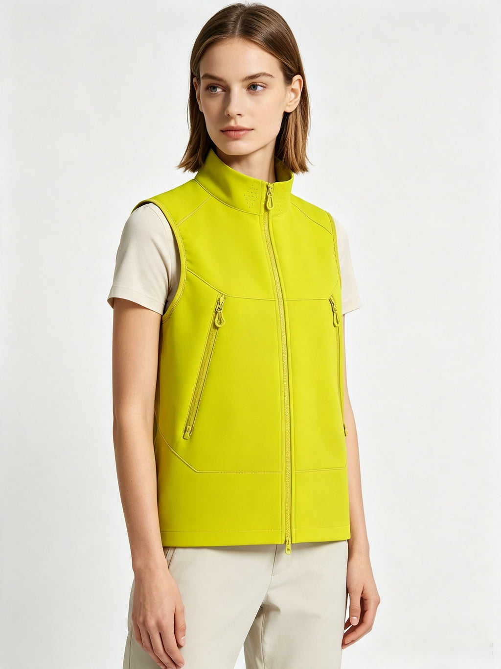 Couple Stand Collar Outdoor Vest Thin Fleece Lined Warm Sleeveless Waistcoat Wind Resistan