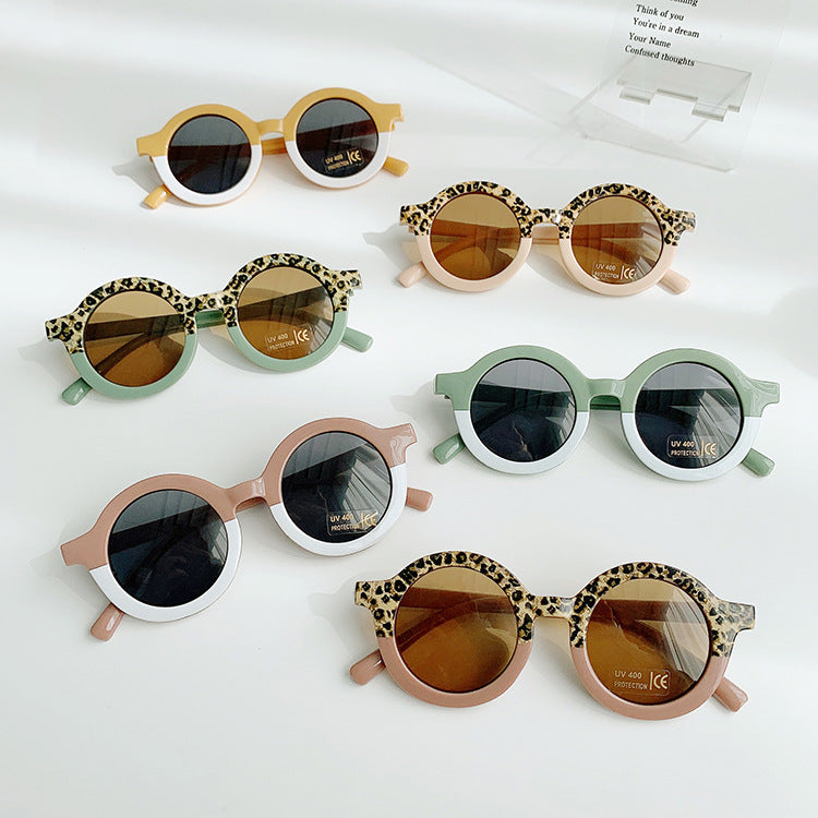 Lunettes de soleil pour enfants Cadre rond Protection solaire et mode d'ombre solaire Tous appariements