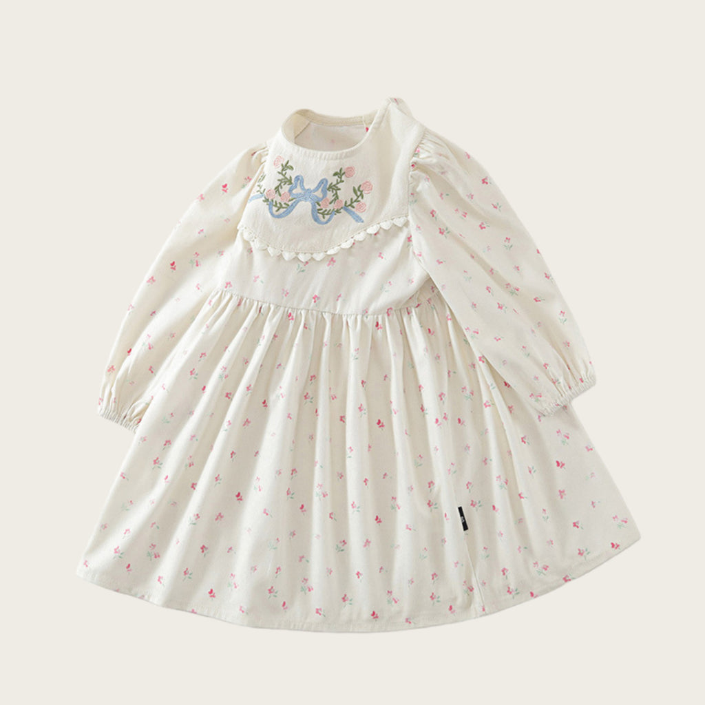 Robe brodée Florale Vintage style français pour filles