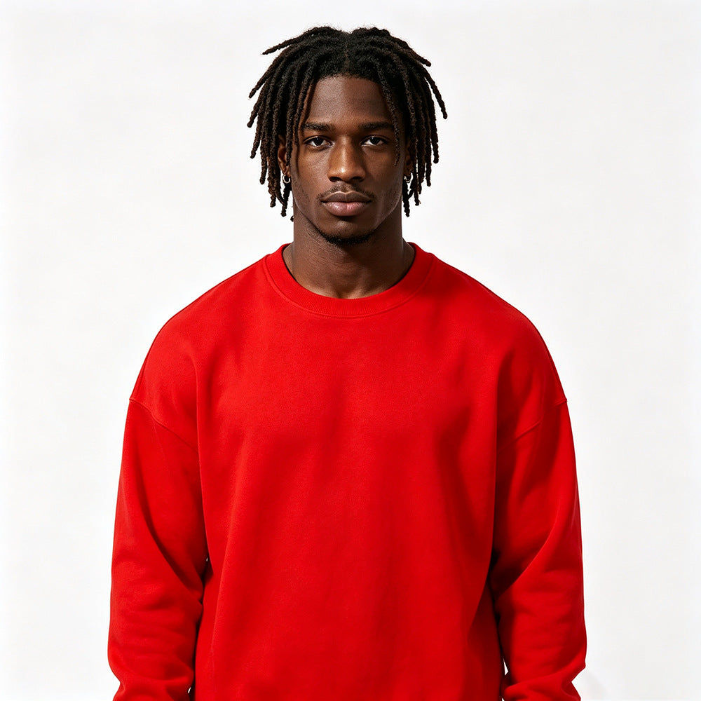 Veste de sweat-shirt à col d'équipage extra épais doublée de polaire