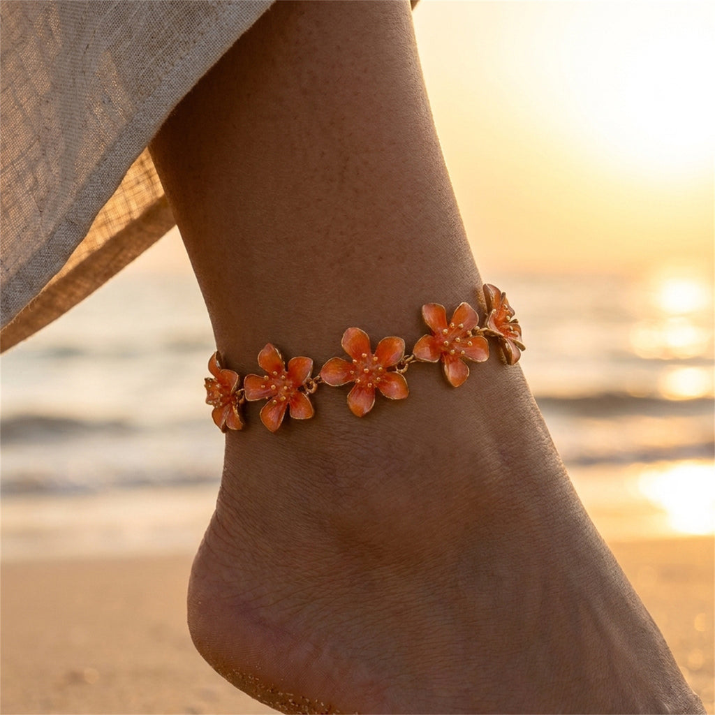 Anklet de fleur de métal exagéré