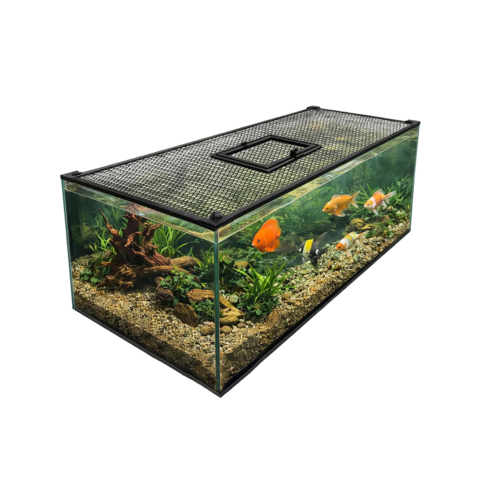 Magnetic Aquarium Lid Fish Tank Top Cover Hood Anti-Jumping Mesh Net For Fishs Tank Top Cover To Protect Fishes Jumping Out Of For Up To 40 Gallon Fis