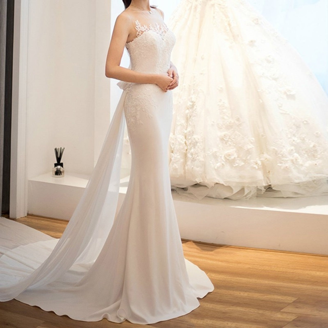 Rêve mi-saison Voir-à travers Super Fée Robe de Mariage Lumière