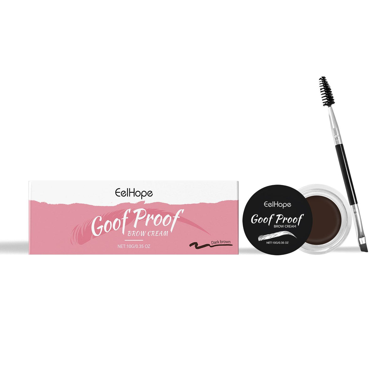 Teinture de sourcils brun foncé EELHOPE avec pinceau