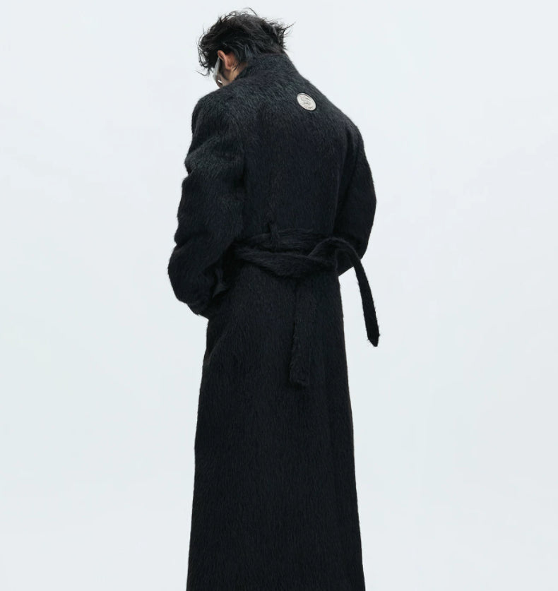 Manteau en laine à poils courts en deux parties Long Alpaca-blend Trench Coat