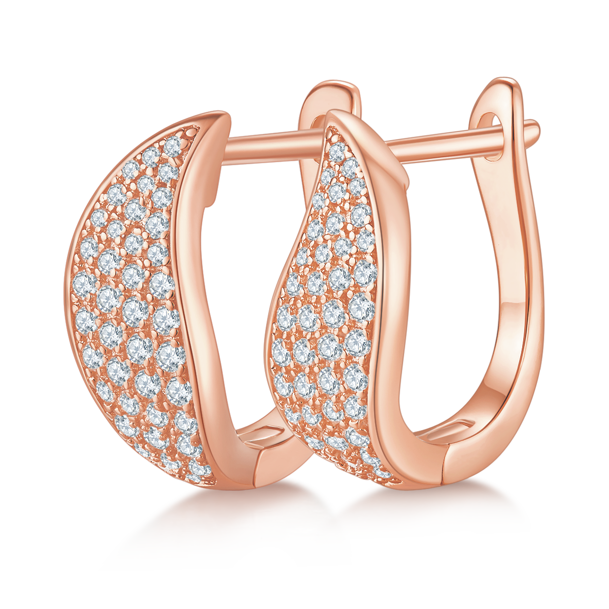 S925 Argent Sterling 82pcs Croissant de Moissanite Boucles d'oreilles Huggie Hoop 16,5mm plaqué platine