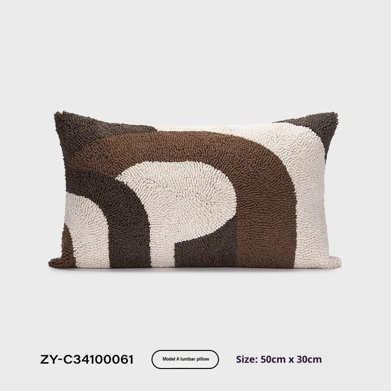 Oreiller retro beige-brun avec Coussin en lin de coton