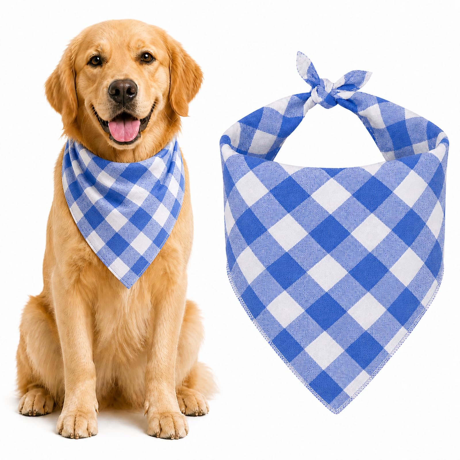Bleu & Blanc Plaid Dog Bandana 1 Pack