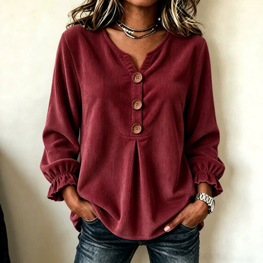 Blouse Corduroy à manches longues pour femmes