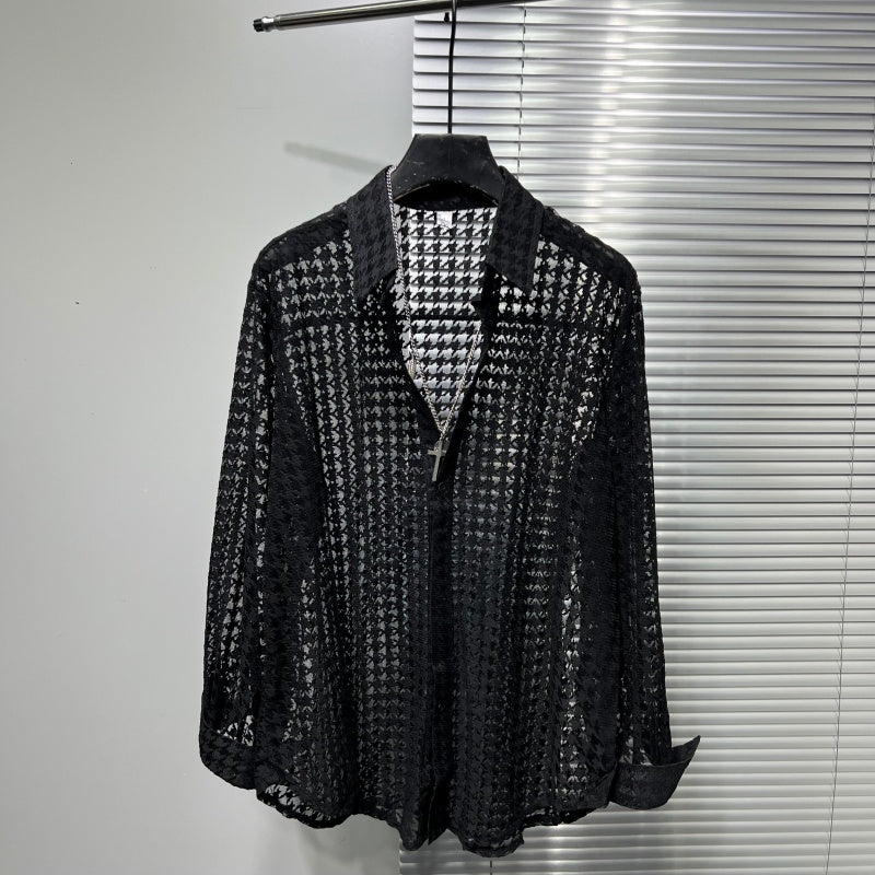 Trendy Dark Style Mesh Shirt for Men