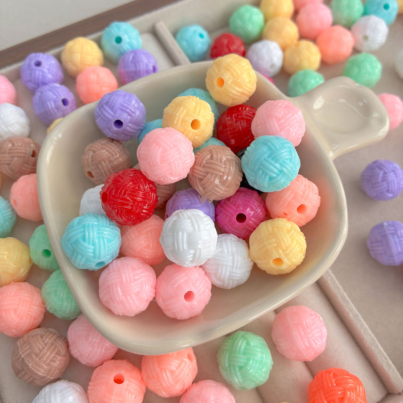Perles d'espacement rond en acrylique texturé avec trou droit
