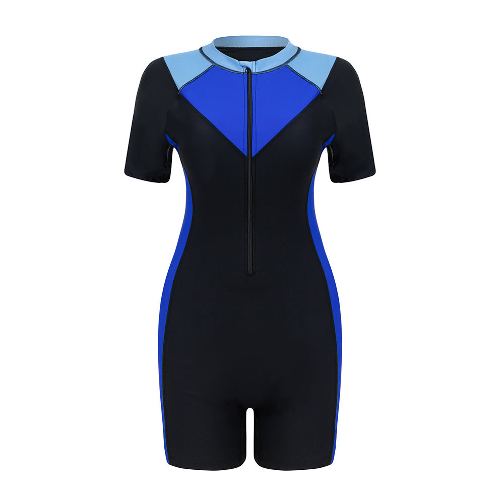 Maillot de bain sport à fermeture éclair en une seule pièce