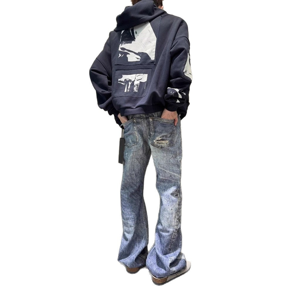 Jeans Blue Bootcut à imprimé numérique