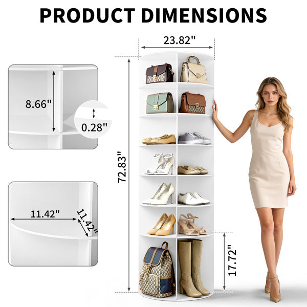 Rack de chaussures en bois composite, 60x60x184cm, blanc