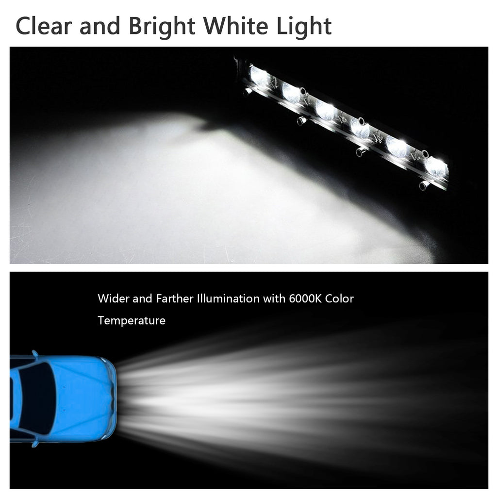 7in LED Light Bar Single Row Spot Lights 18W Ultra mince lumière de travail droite pour Tr