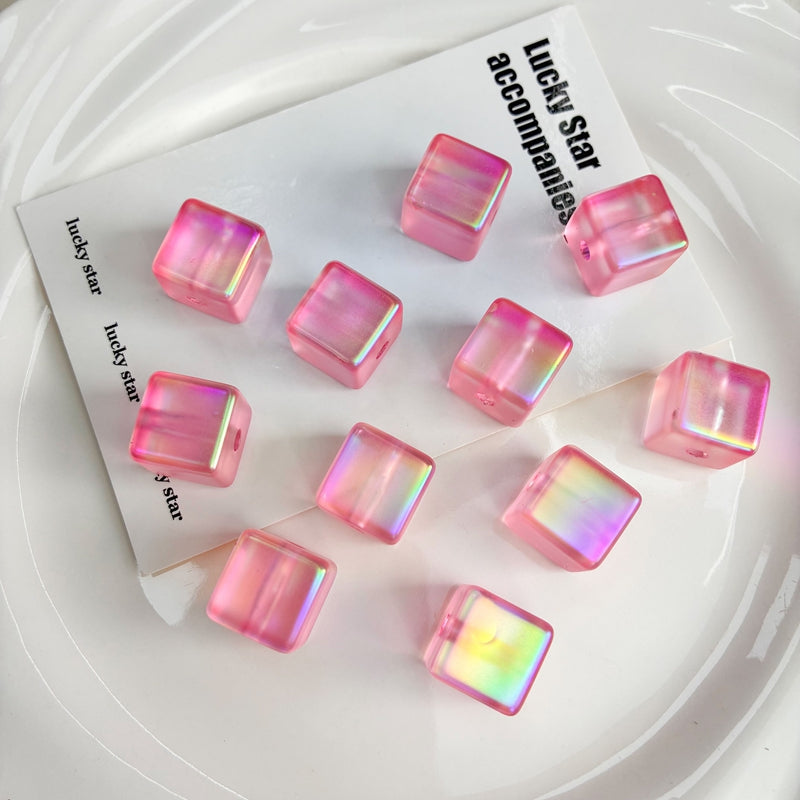Perles UV plaquées Matte Acrylique Cube