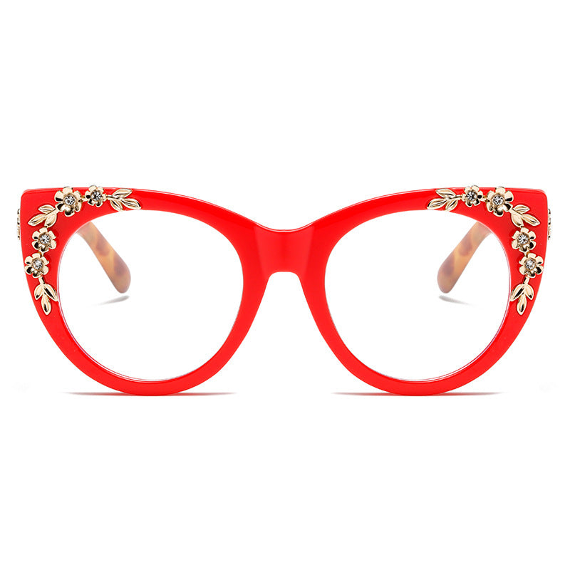 Lunettes de soleil à motif de strass floral et sans vis à vis