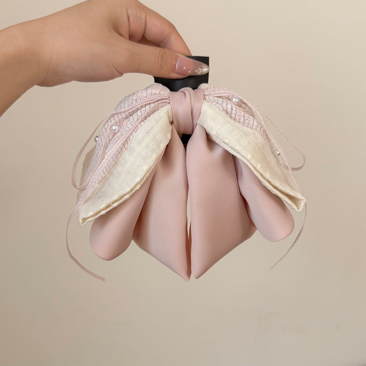 Tissu de dentelle douce Bow Poneytail Clip
