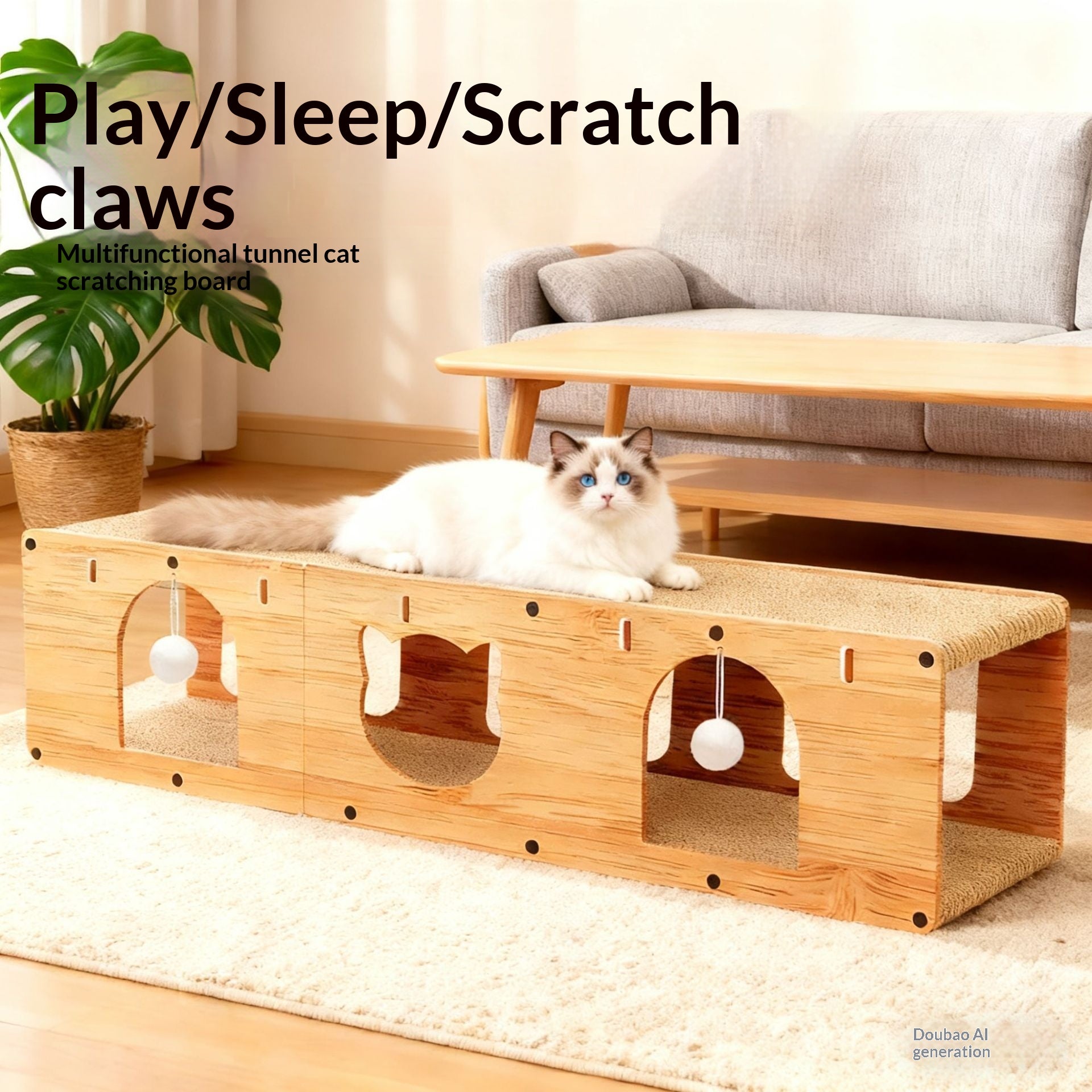 Lit chat pour animaux de compagnie, tableau de scratching pour chats droits, tunnel pour chats, jouet pour chats, self