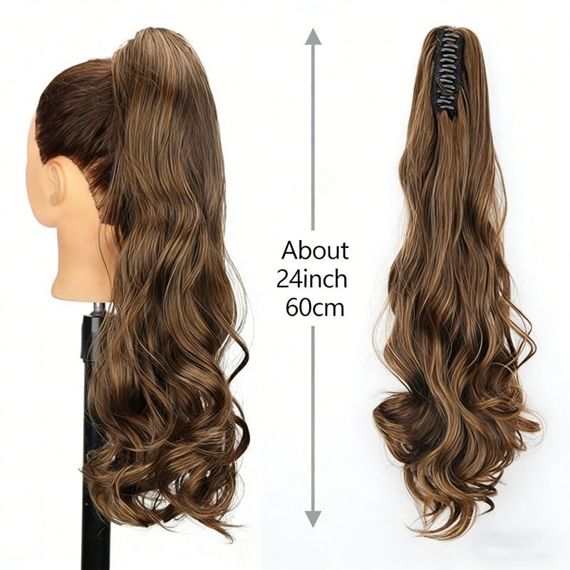 Clip-in Ponytail Hair Extension 22 pouces Wavy CurlySynthetic Wig pour femme Coiffure facile