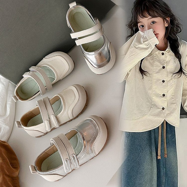 Chaussures en cuir pour filles avec Princesse Style Soft Sole Chaussures simples et chaussures pour enfants